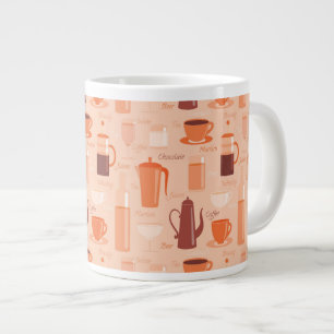 Pattern with drinks and text large coffee mug