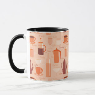 Pattern with drinks and text mug