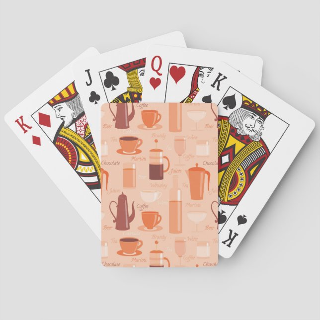 Pattern with drinks and text playing cards (Back)