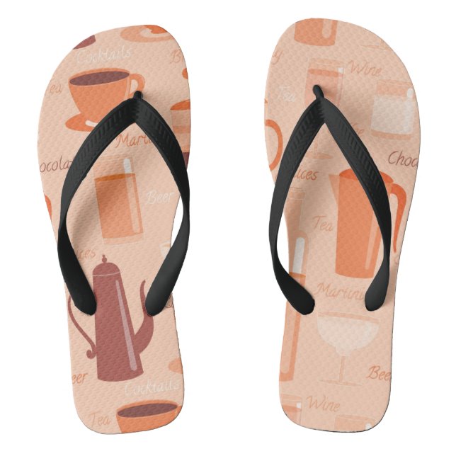 Pattern with drinks and text thongs (Footbed)