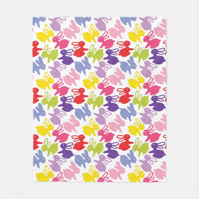 pattern with Easter rabbits Fleece Blanket (Front)