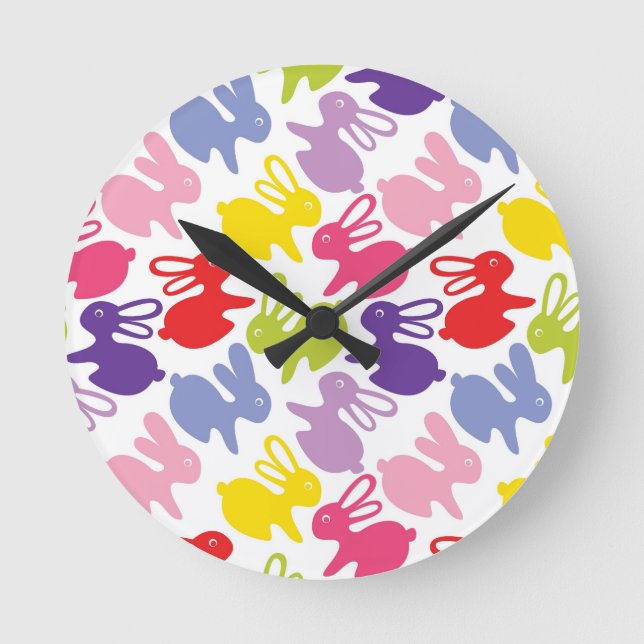 pattern with Easter rabbits Round Clock (Front)