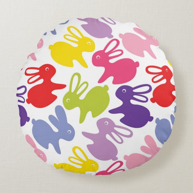 pattern with Easter rabbits Round Cushion (Front)