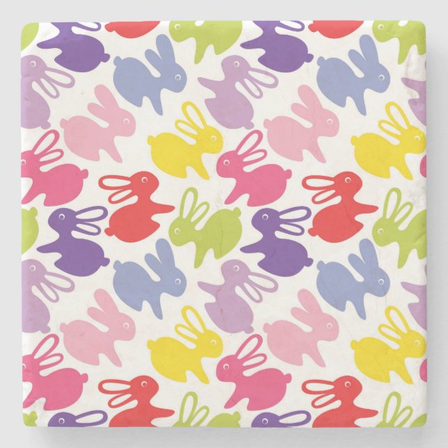pattern with Easter rabbits Stone Coaster (Front)