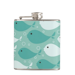 pattern with fish 2 hip flask