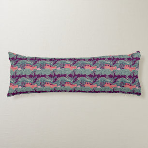 Pattern With Fish And Purple Wave Body Cushion