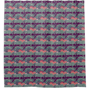 Pattern With Fish And Purple Wave Shower Curtain