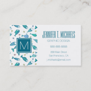 Pattern With Fish And Starfish Business Card