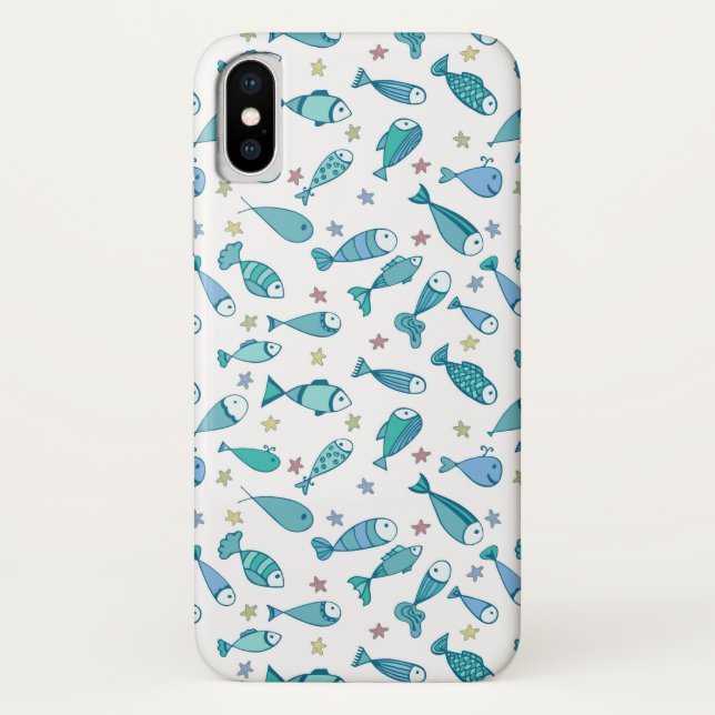 Pattern With Fish And Starfish Case-Mate iPhone Case (Back)