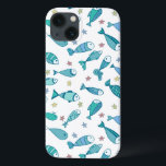 Pattern With Fish And Starfish iPhone 13 Case<br><div class="desc">Cute pattern with fish and starfish | © and ® Bigstock® - All Rights Reserved.</div>