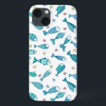 Pattern With Fish And Starfish iPhone 13 Case<br><div class="desc">Cute pattern with fish and starfish | © and ® Bigstock® - All Rights Reserved.</div>
