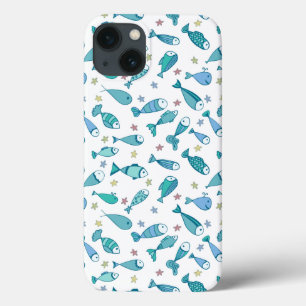 Pattern With Fish And Starfish iPhone 13 Case