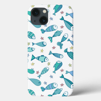 Pattern With Fish And Starfish iPhone 13 Case