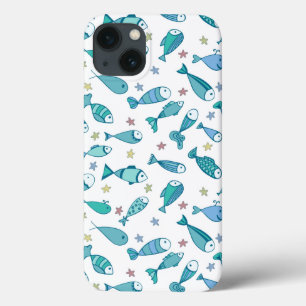 Pattern With Fish And Starfish iPhone 13 Case