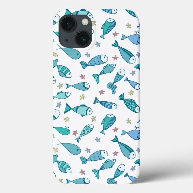 Pattern With Fish And Starfish Case-Mate iPhone Case (Back)