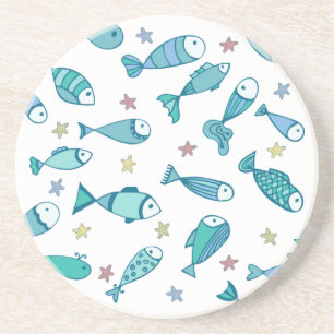 Pattern With Fish And Starfish Coaster
