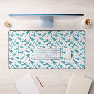 Pattern With Fish And Starfish Desk Mat