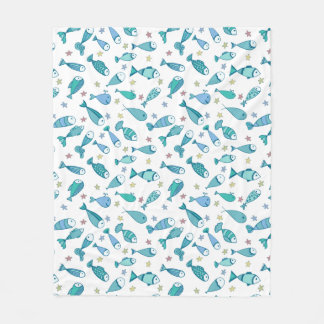 Pattern With Fish And Starfish Fleece Blanket