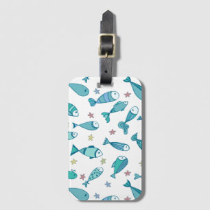 Pattern With Fish And Starfish Luggage Tag