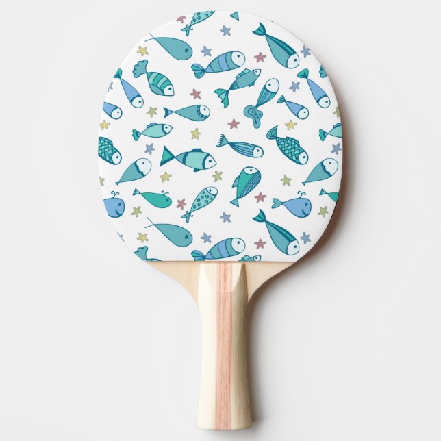 Pattern With Fish And Starfish Ping Pong Paddle (Front)