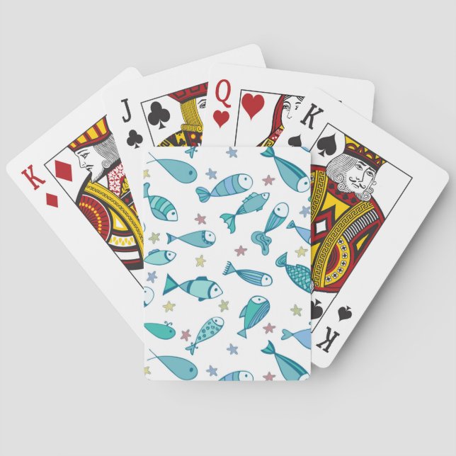 Pattern With Fish And Starfish Playing Cards (Back)