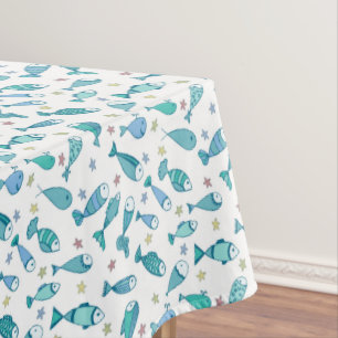 Pattern With Fish And Starfish Tablecloth
