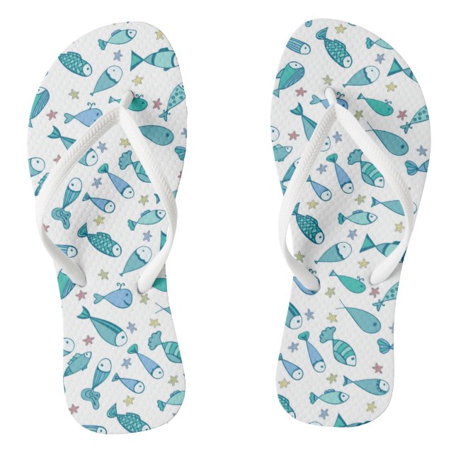 Pattern With Fish And Starfish Thongs (Footbed)