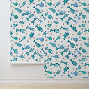 Pattern With Fish And Starfish Wallpaper