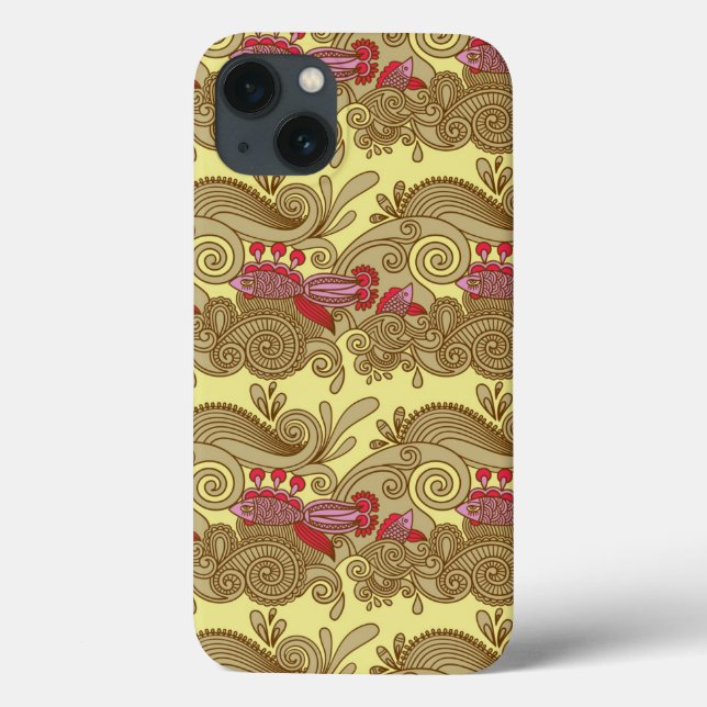 Pattern With Fish And Wave Case-Mate iPhone Case (Back)