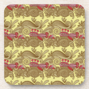 Pattern With Fish And Wave Coaster