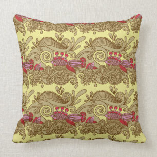 Pattern With Fish And Wave Cushion
