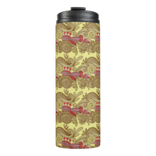 Pattern With Fish And Wave Thermal Tumbler