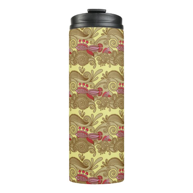 Pattern With Fish And Wave Thermal Tumbler (Front)