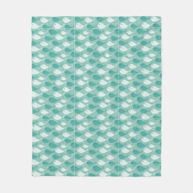 pattern with fish fleece blanket (Front)
