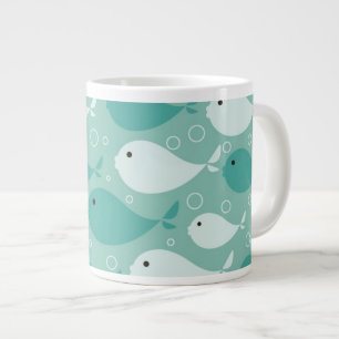 pattern with fish large coffee mug