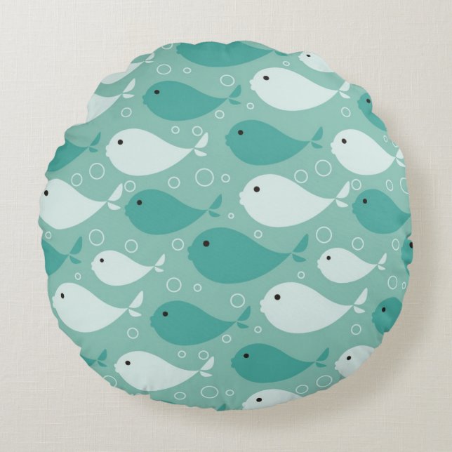 pattern with fish round cushion (Front)