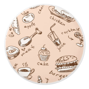 Pattern With Food Ceramic Knob