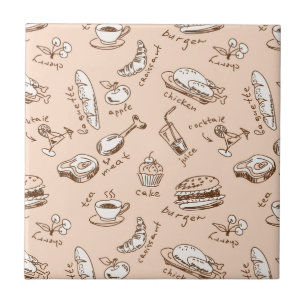 Pattern With Food Ceramic Tile