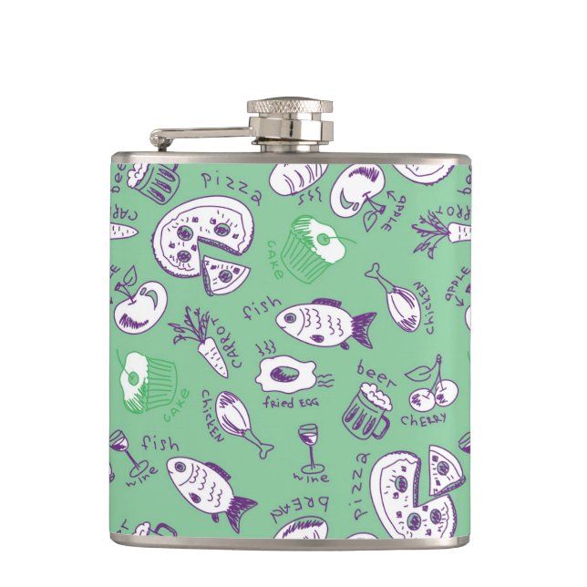 Pattern with Food Hip Flask (Front)