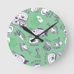 Pattern with Food Round Clock