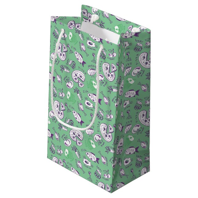 Pattern with Food Small Gift Bag (Back Angled)