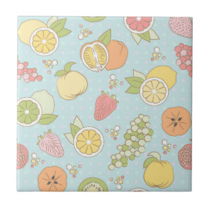 Pattern With Fruits And Berries Ceramic Tile
