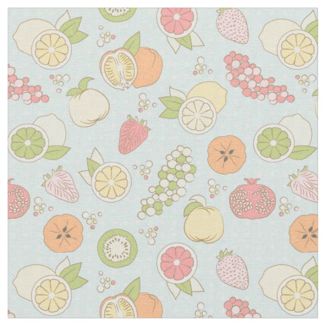 Pattern With Fruits And Berries Fabric (Close Up)