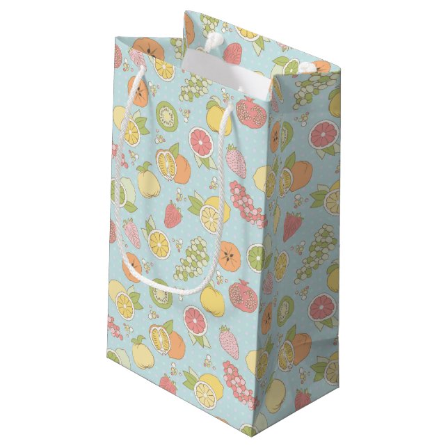 Pattern With Fruits And Berries Small Gift Bag (Back Angled)