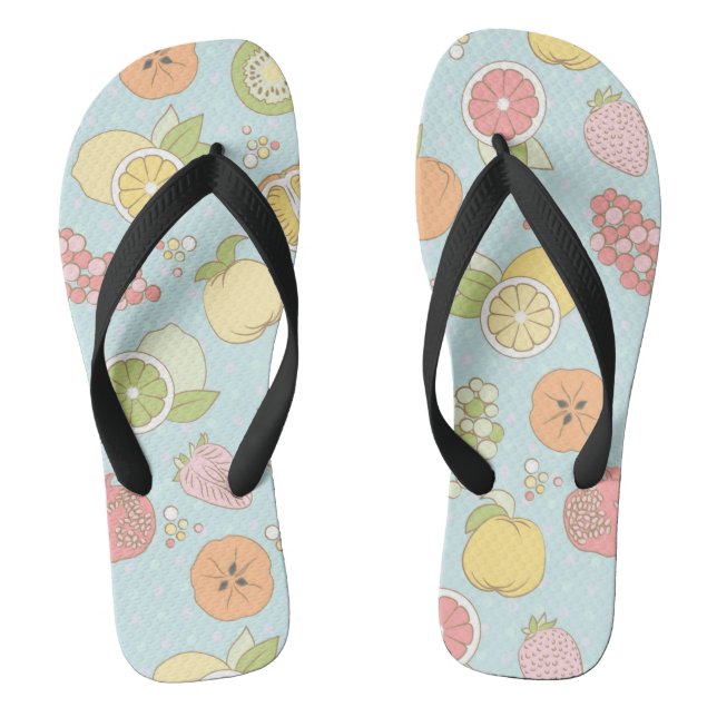 Pattern With Fruits And Berries Thongs (Footbed)