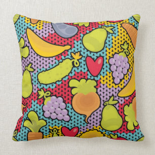 Pattern with fruits and vegetables cushion