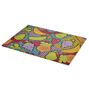 Pattern with fruits and vegetables cutting board