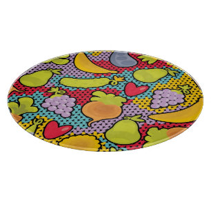Pattern with fruits and vegetables cutting board