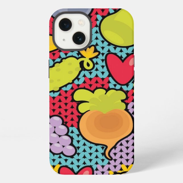 Pattern with fruits and vegetables iPhone case (Back)