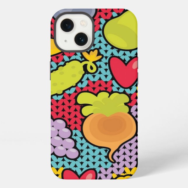Pattern with fruits and vegetables iPhone case (Back)